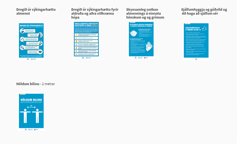 Veggspjöld með fræðslu um sýkingavarnir vegna Covid-19