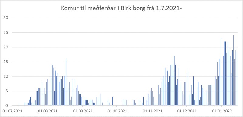 COVID-19 - Komur til meðferðar í Birkiborg frá 1. júlí 2021