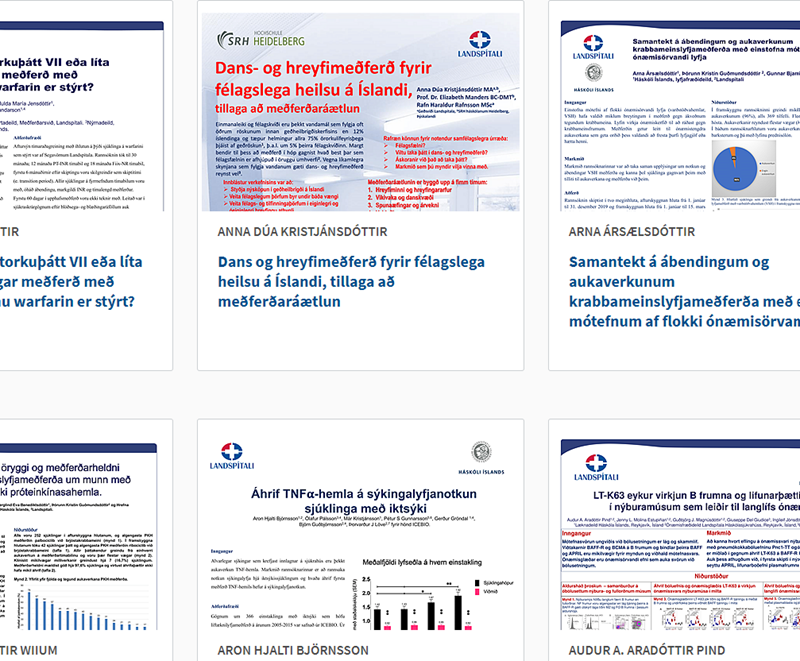 Vefsíða með veggspjöldum um vísindaverkefni á Landspítala